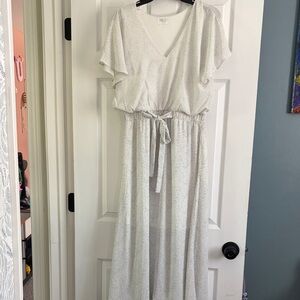 White Maxi Dress with built in tie belt